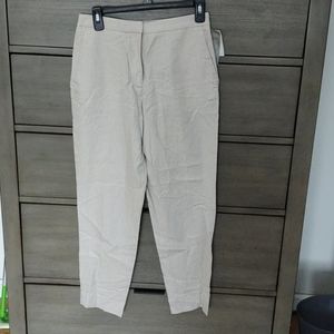 Cream Linen-Blend High Water Pants